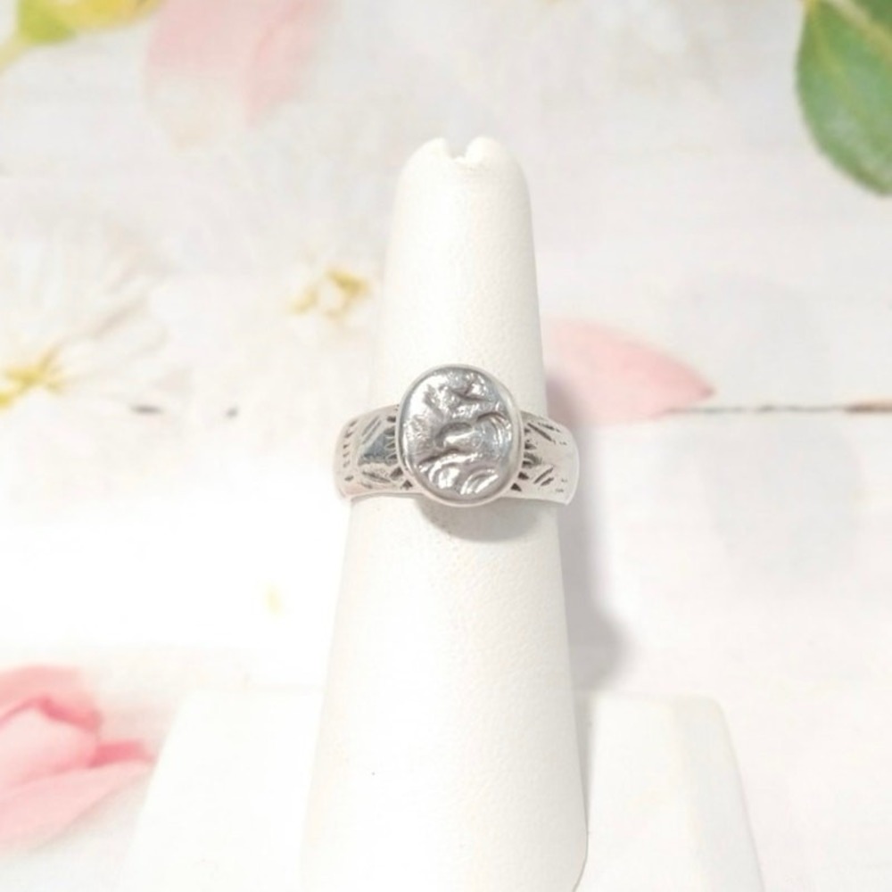Antique Seal Ring Solid Silver Initials Mono Fran… - image 4
